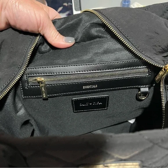 Saint + Sofia Marina Quilted Shopper Bag Black Travel Bag Internal Bag Straps - Picture 12 of 12